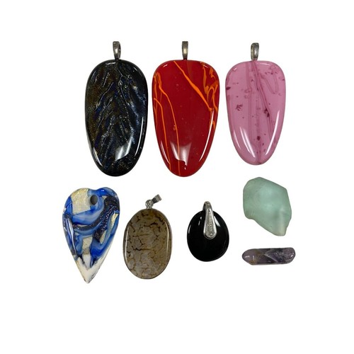 VETEMENTS Lotto 8 ciondoli vintage assortiti misti pietra naturale tono argento e cristallo curativo