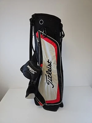 Titleist Golf Carry Stand Bag 3 Way Large Red/black/white + Rainhood T8393 - Image 1 of 4