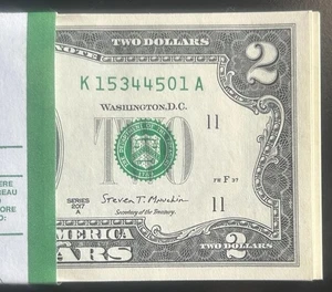 $2 DOLLAR BILLS FULL COMPLETE BEP STRAP $200 FACE VALUE W/ 4/5 DIGIT LADDERS - Picture 1 of 6