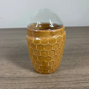 Beehive Ceramic Empty Candle Jar w/ Glass Dome Lid Repurpose - Picture 1 of 9