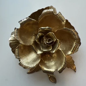 Vintage Warner NY Tag/Nacht mechanische Blume Brosche Anstecknadel signiert goldfarben SCHÖN! - Bild 1 von 10