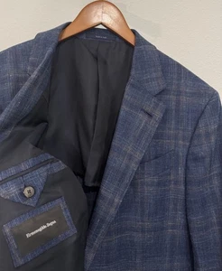 Ermenegildo Zegna Milano Easy Wool Silk Linen Blazer Jacket 52R (42 US) Blue - Bild 1 von 23