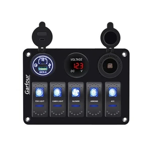 Garfour 5 Gang Waterproof Boat Switch Panel Marine Rocker Switch with 12V Vol... - Picture 1 of 6