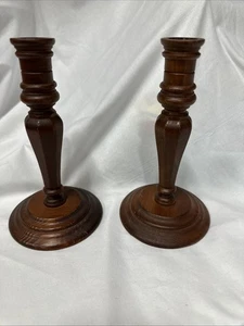 Vintage Kerzenständer gedrechseltes Holz Kegel rustikal 6,5 - Bild 1 von 4