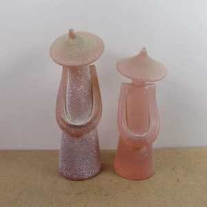 2 La Murrina Murano Art Glass Asian Figurines Scavo Pink Signed 10" & 8.5" Tall - Picture 1 of 10