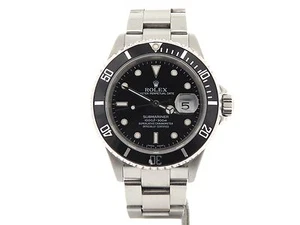 Rolex Submariner Date Stainless Steel Watch Black Dial Bezel No Holes SEL 16610T - Picture 1 of 7