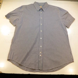 HUGO BOSS ORANGE LABEL BUTTON FRONT SHIRT Mensd XL CHECK CHECKERED  - Picture 1 of 7