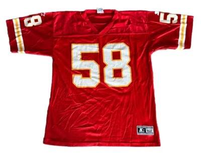 Vintage Starter Derrick Johnson Kansas City Chiefs Size XL Red Jersey - Image 1 of 4