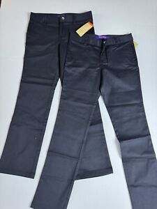 Boys' Pants Uniforms Adjustable Waist Stretch Flat Front 2 Pairs Sz 12 Black