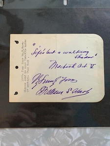 WILLIAM S. HART RARE Handwritten Shakespeare Quote Macbeth Silent Western Movie - Picture 1 of 12