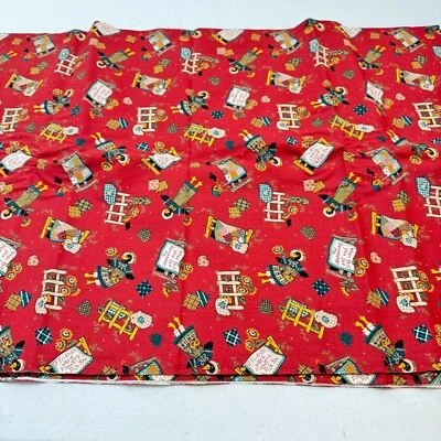 vintage fabric traditions quilting fabric 44x69 1.9 yrd 90s red farm scarecrow - Image 1 of 4