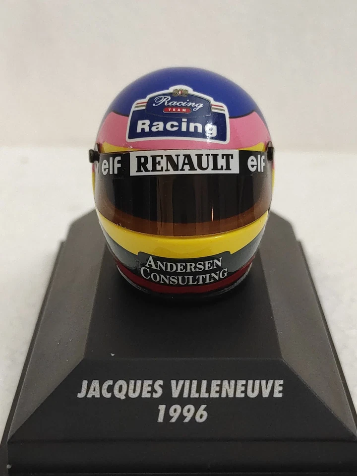 MINI CASCO FORMULA 1 HELMET JACQUES VILLENEUVE 1996 F1 SCALA 1:8 RENAULT ELF  - Immagine 1 di 4
