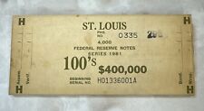 Series 1981 Federal Reserve Wood Currency Banding Board St Louis $100’s