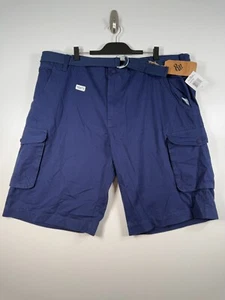 BNWT Rocawear Mens Belted Twill Cargo Shorts Utility Hiking Outdoors Blue Sz 50B - Picture 1 of 13