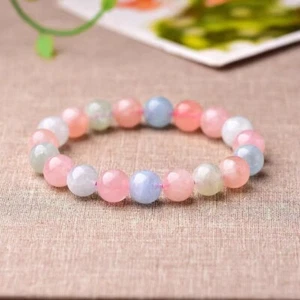 Natural ice Morganite Beaded Bracelet 10mm - Picture 1 of 6