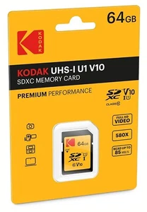 Kodak 64GB SDXC SD Card Class 10 UHS-1 HD Memory Card V10 85 MB/S (UK Stock) NEW - Picture 1 of 24