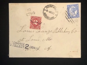 AUSTRALIA QUEENSLAND COVER #114 TO USA, WITH DUE #J39 - Picture 1 of 3