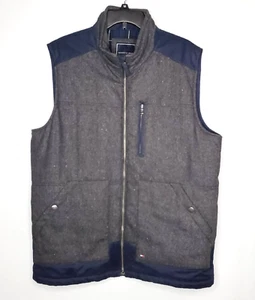 Tommy Hilfiger Mens Vest Wool Blend Tweed Style Warm Zip Blue Lined Jacket SZ L - Picture 1 of 15