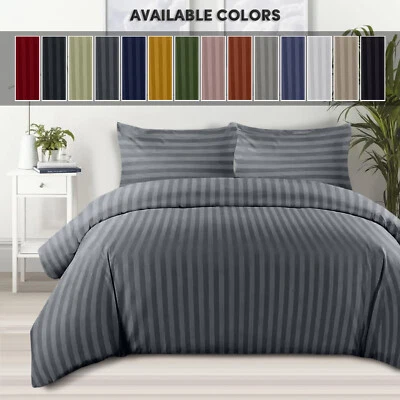 HAFA280 Luxury Duvet Cover SET Stripe Quilt Covers Bedding Sets Single Double King Size