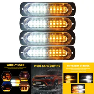 Strobe Amber/White 10-LED Car Truck Emergency Beacon Warn Hazard Flash Light Bar - Picture 1 of 12