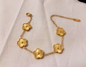 Gold Double-Sided Clover Bracelet | 18K Gold & Silver | Luck and Style Combined - Picture 1 of 3