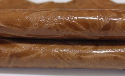 GLOSS PATENT CAMEL TAN ANTIQUED Italian Goatskin leather skin 3sqf #A3091 - Image 1 of 4