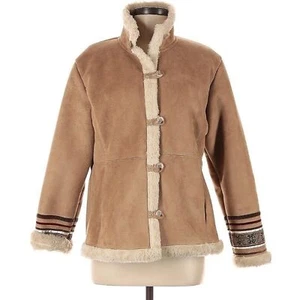 Coldwater Creek Ladies Cafe Y2K Faux Suede, Sherpa Coat with Embroidery Sz. PSM - Picture 1 of 10