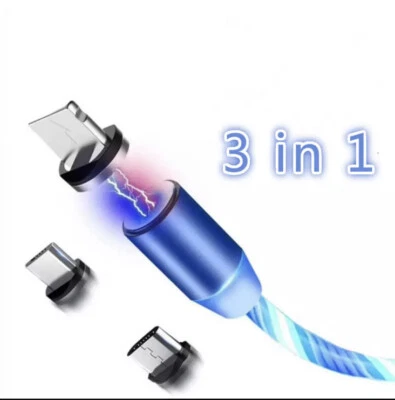 Cargador de teléfono USB con luz LED magnética para iPhone, tipo C, micro USB Foto 1 de 4