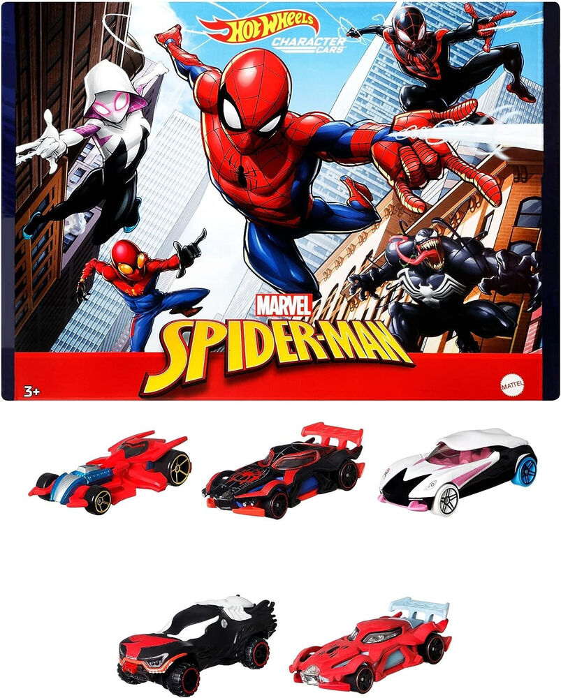 Hot Wheels Marvel Spider-Man Character Car 5-pack Set Bundle 1/64 New Sealed