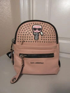 KARL LAGERFELD MAYBELLE STUDDED BACKPACK PINK/FLESH NEW - Picture 1 of 14