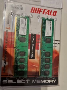 Buffalo 2 GB DDR2 PC2-5300 667 MHZ MEMORY DIMM PC DESKTOP RAM (2X1GB) 240 PIN - Picture 1 of 2
