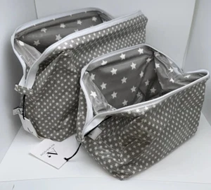 SET AU MAISON Kulturbeutel Kosmetiktasche kosmetiktasche Bügel sterne grau taupe - Bild 1 von 9