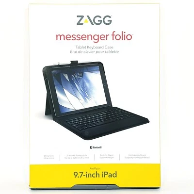 9.7" ipad Tablet Keyboard Case Zagg Messenger Folio Bluetooth  - Image 1 of 4