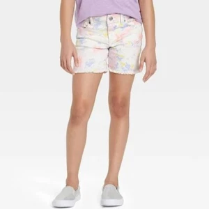 Girls' High-Rise Tie-Dye Cutoff Jean Shorts - Cat & Jack XXL (18) Super Stretch - Picture 1 of 5