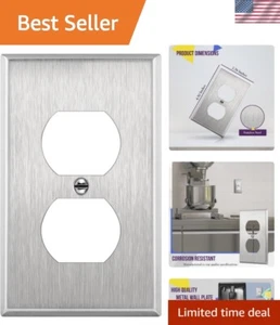 Duplex Receptacle Metal Wall Plate, Stainless Steel Outlet Cover, Corrosion R... - Picture 1 of 8