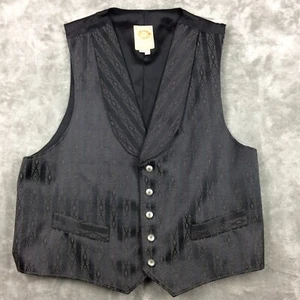 WAH Maker Vest Mens Large Frontier USA Made Black Waistcoat Gambler Saloon - Picture 1 of 11