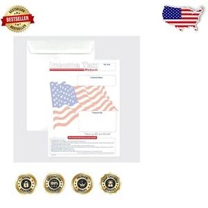 100 Buste Dichiarazione dei Redditi - Design Bandiera Americana 9" x 12", Personalizzabili - Foto 1 di 2