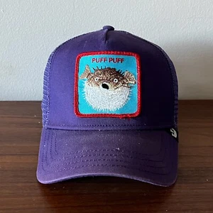 Goorin Bro’s The Farm Trucker Hat Purple Puff Puff Blow Fish 4/20 Drop RARE! - Picture 1 of 8