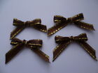 30 Pretty Brown / Gold-edge BOWS made with 6mm Satin Ribbon for card making