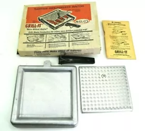Parrilla de aluminio fundido Melco Grill-It 1960 vintage con caja original rara nueva de stock - Imagen 1 de 9