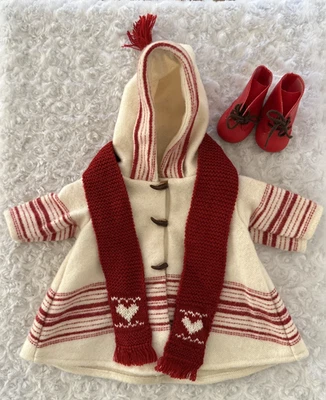 American Girl Pleasant Company Kirsten Limited Ed. Skating Coat Red Scarf Boots - Image 1 of 4