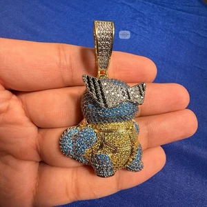 14K vergoldet Cartoon Tier Anhänger Iced CZ Glitzer Charm + gratis Seil Kette - Bild 1 von 7