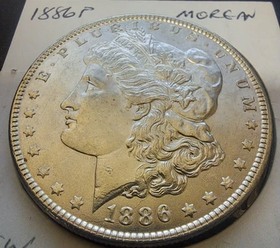 Dólar de plata Morgan 1886-P $1 - Error - Troquel grietas poss. VAM BU Gem Foto 1 de 4