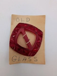 Antique Czech Red Glass Dress Sash Buckle Signed Czechoslovakia, Cadmium Glass - Picture 1 of 9