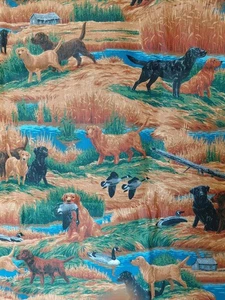 Fabric 45x64" Cranston Print Works Co. Hunting Dogs Ducks Labrador 3 - Picture 1 of 4
