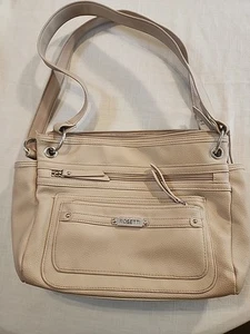 Rosetti Leather-Look Shoulder Bag w/ Zipper Divided Compartments Beige - Picture 1 of 12