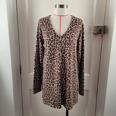 Kettlewell Colours Ponte Tunic In Chocolate Leopard Print Size Large sp au - Image 1 of 4