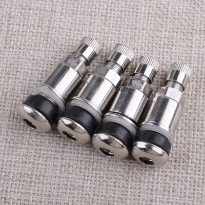 4x Stainless Steel Car Tubeless Wheel Tyre Tire Valve Stems with Dust Caps - Image 1 of 4