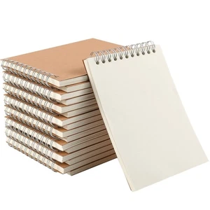 20 PCS A6 Size Top Spiral Bound Sketch Notebooks, Blank Kraft Brown Cardboard... - Picture 1 of 7