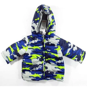 Gymboree Boys Hooded Puffer Coat Blue Camoflauge Winter Jacket Youth (6-12mo) - Picture 1 of 4